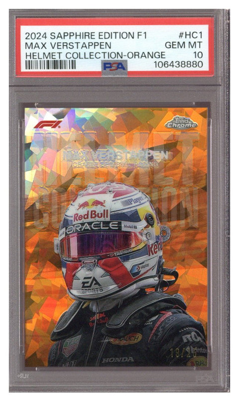 2024 Topps Chrome F1 Sapphire Helmet Max Verstappen Orange 19/25 #HC1 PSA 10
