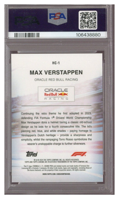 2024 Topps Chrome F1 Sapphire Helmet Max Verstappen Orange 19/25 #HC1 PSA 10
