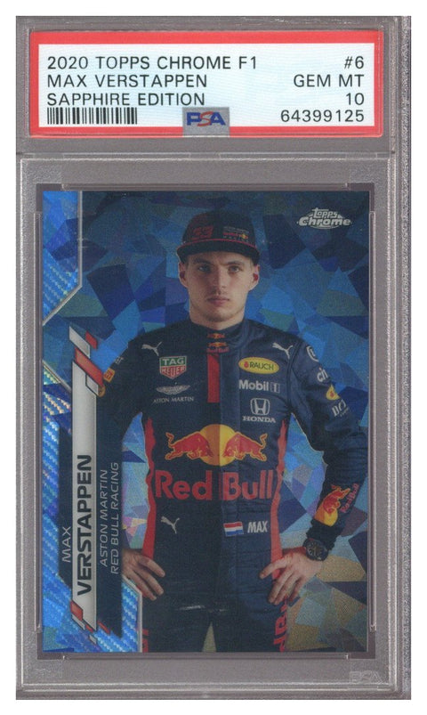 2020 Topps Chrome Formula 1 Max Verstappen Sapphire #6 PSA 10