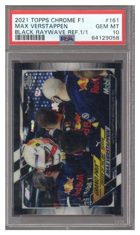2021 Topps Chrome F1 Max Verstappen Black RayWave Refractor 1/1 PSA 10