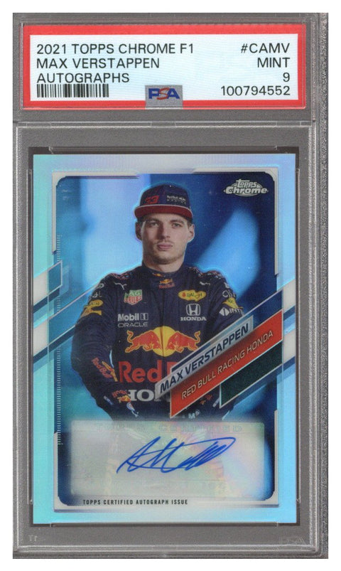 2021 Topps Chrome F1 Max Verstappen F1 Auto 22/75 PSA 9