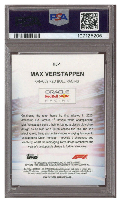 2024 TOPPS CHROME F1 LOGOFRACTOR RED HELMET COLLECTION MAX VERSTAPPEN 3/5 PSA 10