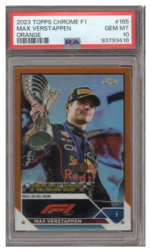 2023 Topps Chrome F1 Max Verstappen Grand Prix Winner Orange 05/25 PSA 10