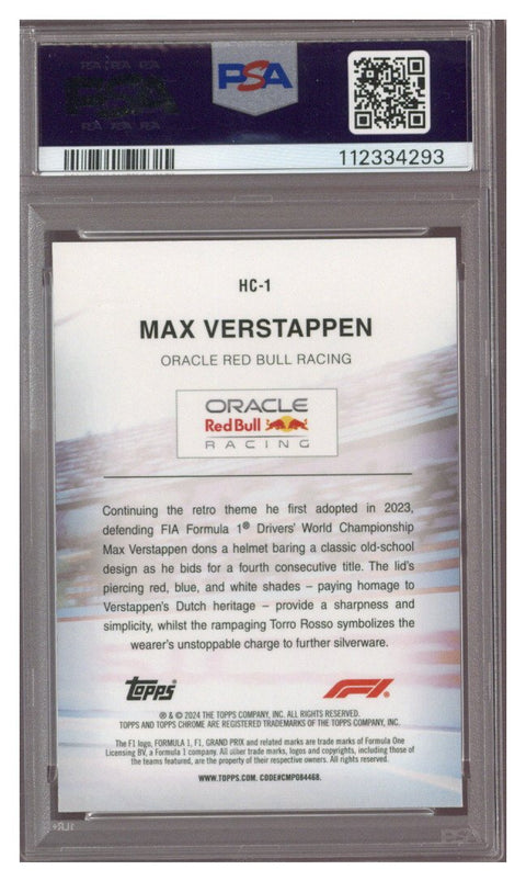 2024 Topps Chrome F1 Max Verstappen Helmet Collection Green 24/99 PSA 10