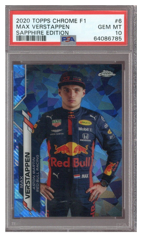 MAX VERSTAPPEN 2020 Topps Chrome F1 SAPPHIRE EDITION #6 PSA 10 RC