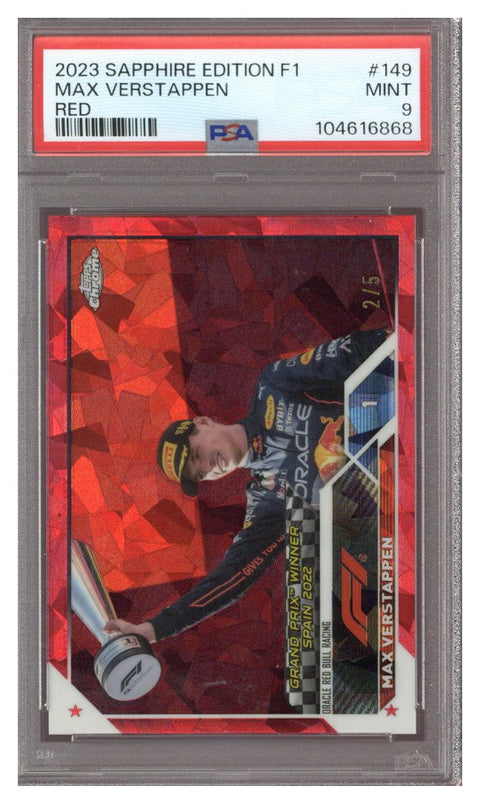 2024 TOPPS FINEST F1 TRACK ATTACK RELICS RED MAX VERSTAPPEN 3/5 PSA 9