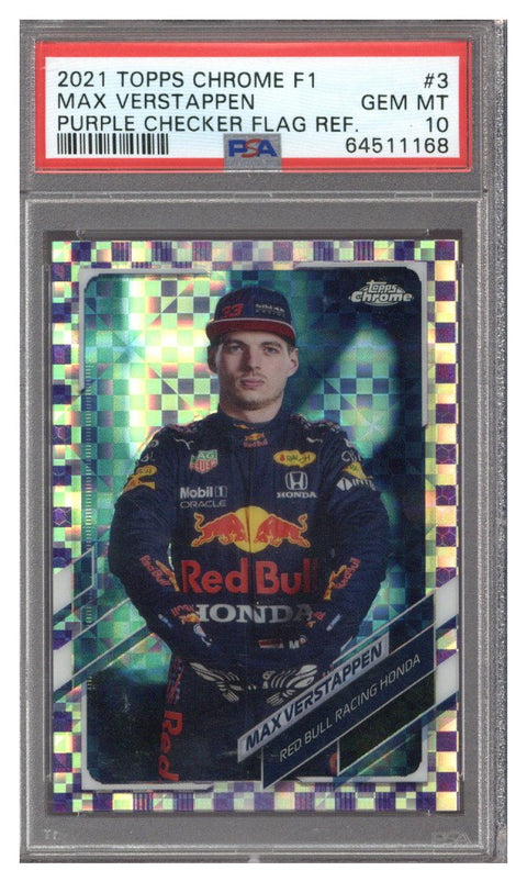 2021 Topps Chrome F1 Max Verstappen Purple Checker Refractor #/199 PSA 10