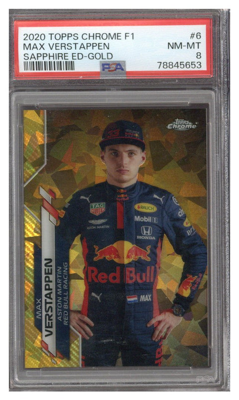 2020 Topps Chrome F1 Sapphire Gold Refractor #6 Max Verstappen 24/50 PSA 8