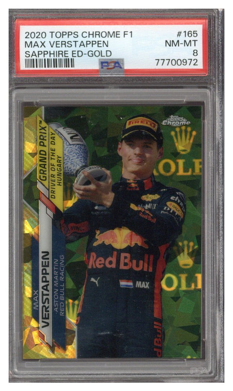2020 Topps Chrome Sapphire F1 Max Verstappen #165 Gold Refractor 31/50 PSA 8