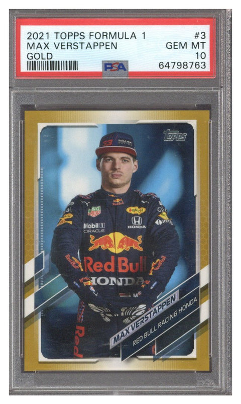 2021 Topps F1 Max Verstappen Gold #3 15/50 PSA 10