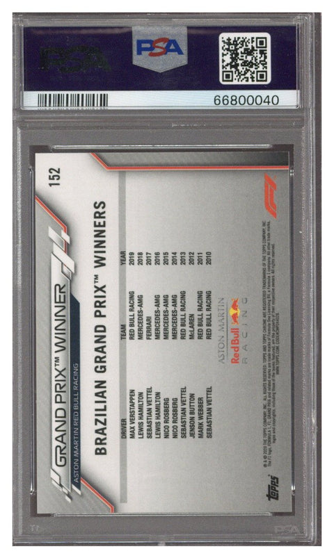 2020 TOPPS CHROME F1 MAX VERSTAPPEN #152 PSA 10