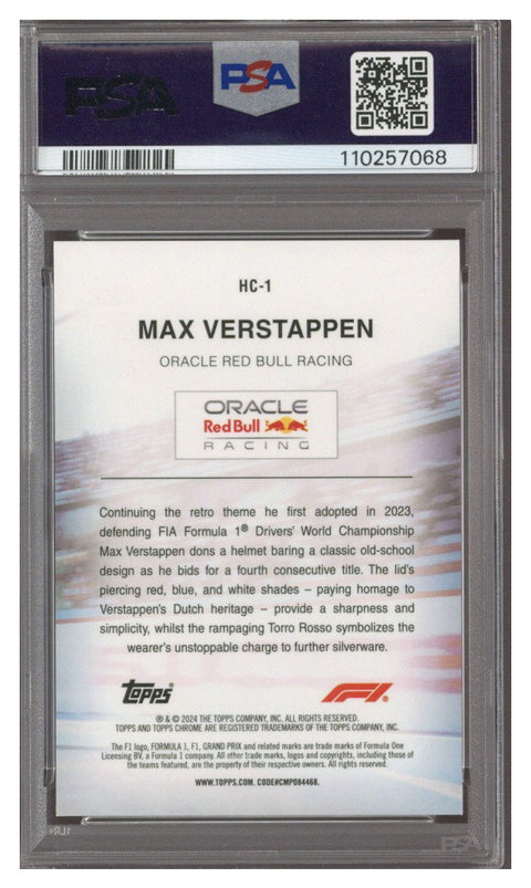 2024 TOPPS CHROME F1 SAPPHIRE HELMET COLLECTION GOLD MAX VERSTAPPEN 13/50 PSA 9