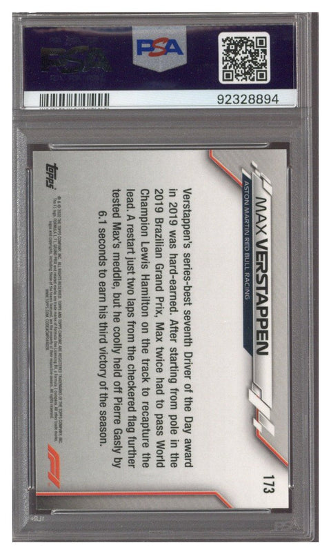 2020 Topps Chrome F1 MAX VERSTAPPEN #173 PSA 10