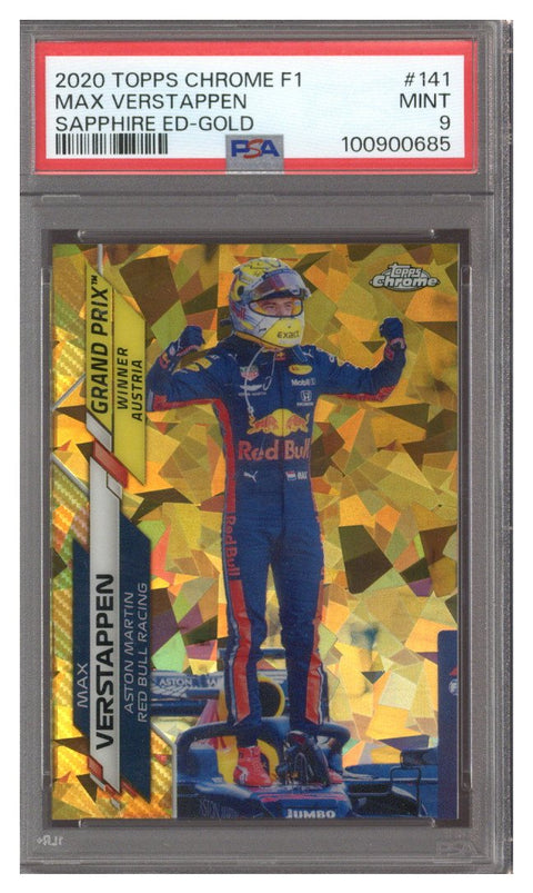 2020 MAX VERSTAPPEN GOLD REFRACTOR 24/50 TOPPS CHROME SAPPHIRE F1 #141 PSA 9