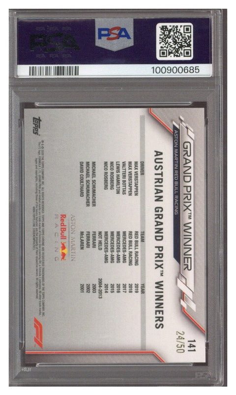 2020 MAX VERSTAPPEN GOLD REFRACTOR 24/50 TOPPS CHROME SAPPHIRE F1 #141 PSA 9