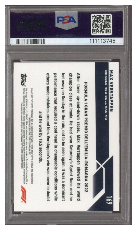2023 TOPPS CHROME F1 MAX VERSTAPPEN SAPPHIRE ED ORANGE #169 11/25 PSA 10