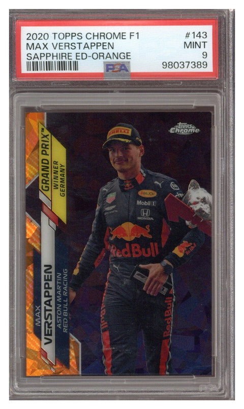 2020 Topps Chrome Sapphire F1 Max Verstappen Orange 22/25 PSA 9 #143