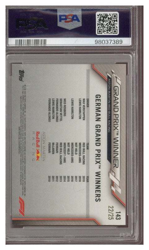 2020 Topps Chrome Sapphire F1 Max Verstappen Orange 22/25 PSA 9 #143