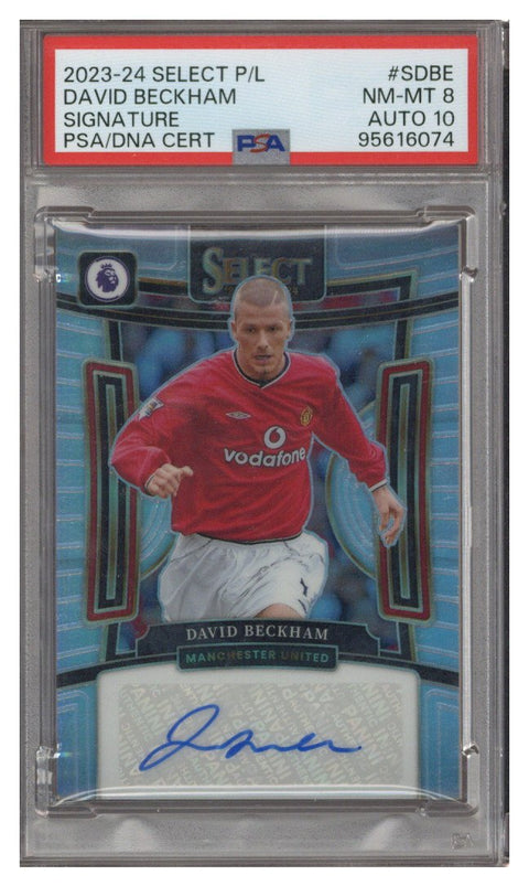 David Beckham 2023-24 Panini Select Premier League Signature Auto PSA 8 Auto 10