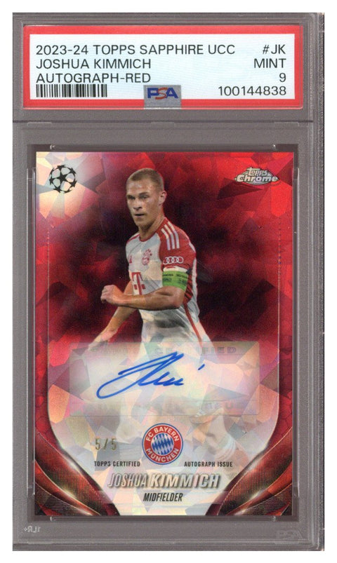 2023 Topps Chrome Sapphire UEFA Joshua Kimmich Auto Red 5/5 PSA 9