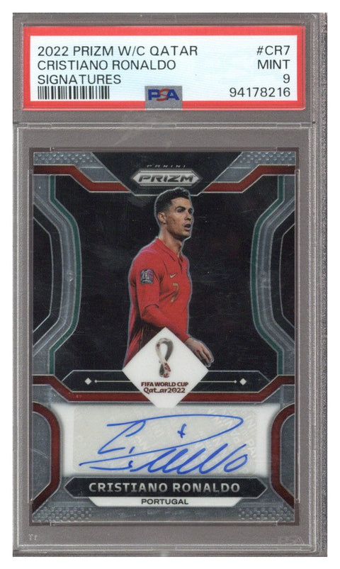 2022 Panini Prizm World Cup Signatures #13 Cristiano Ronaldo AUTO PSA 9