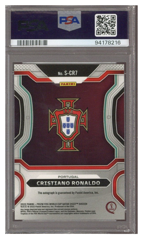 2022 Panini Prizm World Cup Signatures #13 Cristiano Ronaldo AUTO PSA 9