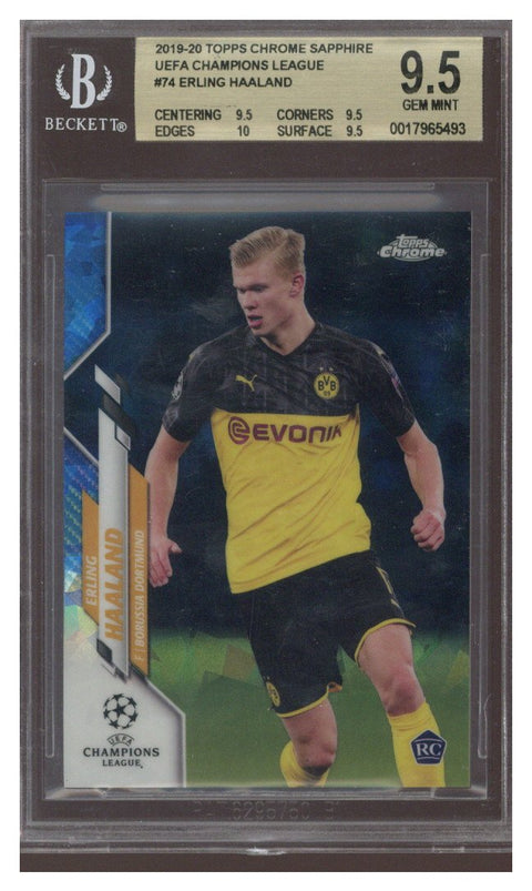 2019-20 Topps Chrome Sapphire UCL Soccer #74 Erling Haaland RC BGS 9.5