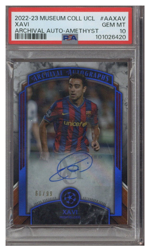 2022 Topps Museum Collection UEFA Archival Amethyst Xavi AUTO /99 #AAXAV PSA 10