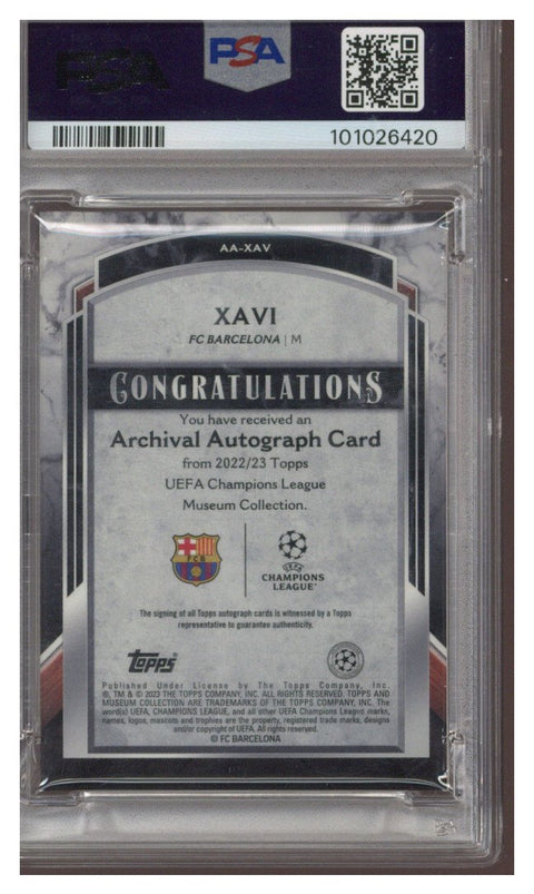 2022 Topps Museum Collection UEFA Archival Amethyst Xavi AUTO /99 #AAXAV PSA 10