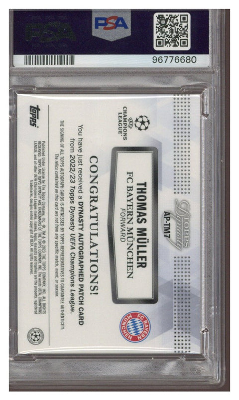 THOMAS MULLER 2022 TOPPS DYNASTY UEFA PATCH AUTOGRAPH AUTO /10 PSA 10 Q2754