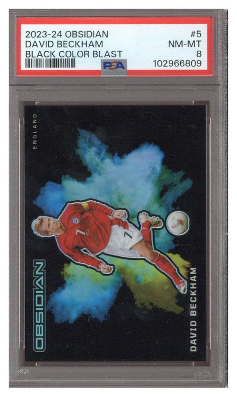 2023 Panini Obsidian David Beckham Color Blast Black #5 PSA 8