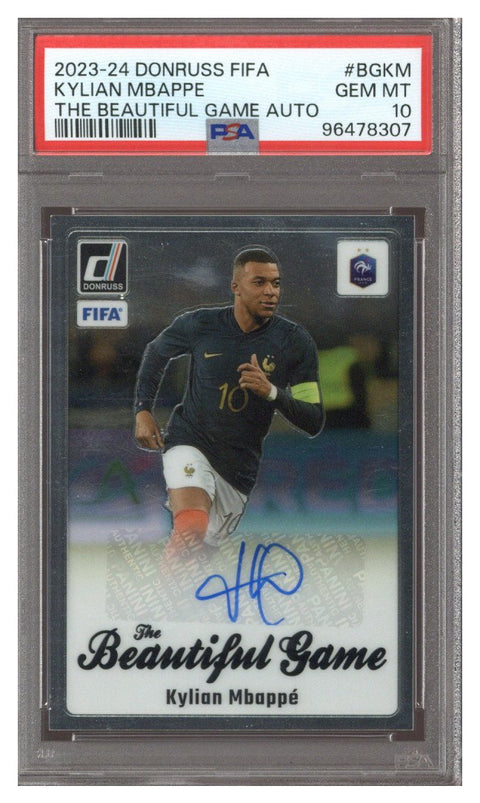 2023-2024 Panini Donruss Kylian Mbappe Beautiful Game Autograph #BGKM PSA 10