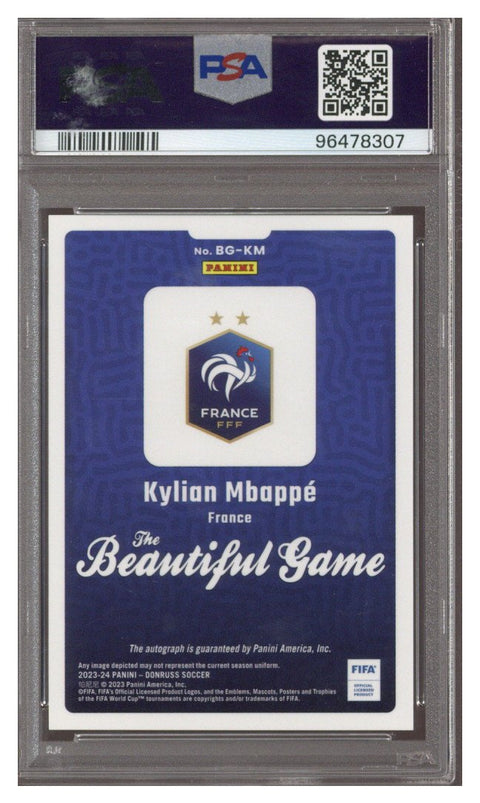 2023-2024 Panini Donruss Kylian Mbappe Beautiful Game Autograph #BGKM PSA 10