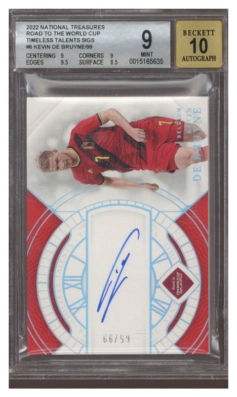 2022 National Treasures Timeless Talents Kevin De Bruyne AUTO /99 #TS-KDB BGS 9