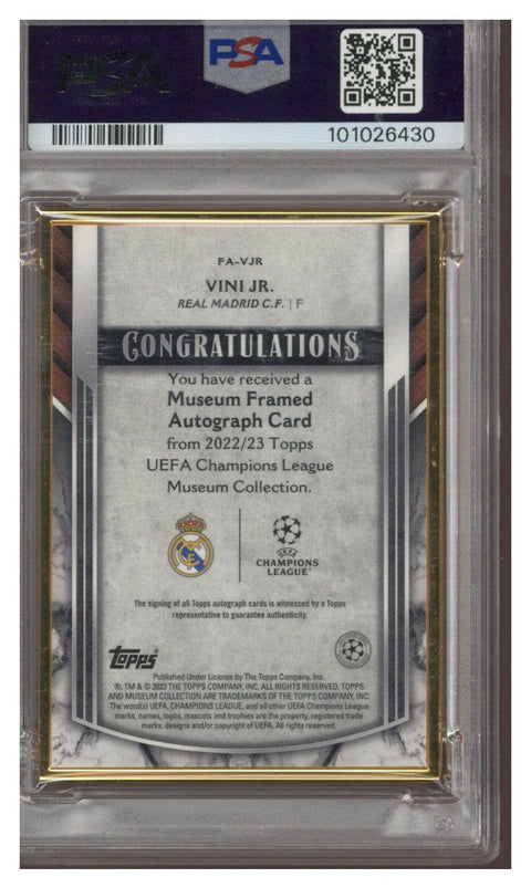 2022 Topps Museum Collection UEFA Framed Gold Vini Jr. AUTO /50 #FAVJR PSA 9