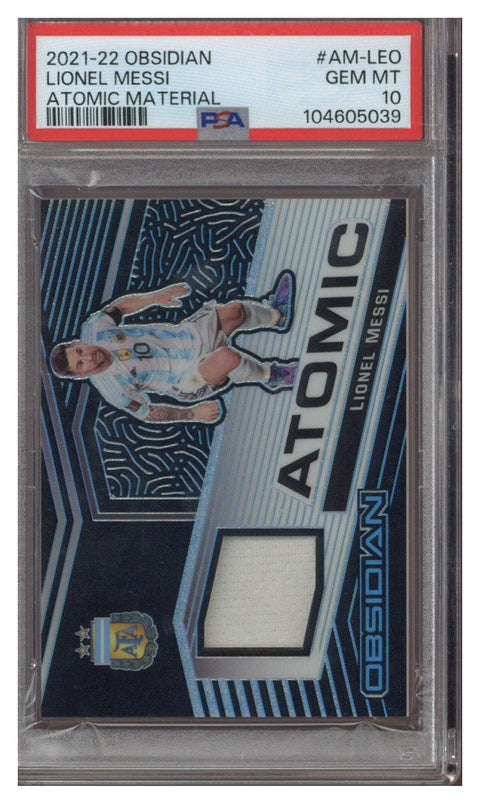 2021-22 OBSIDIAN LIONEL MESSI ATOMIC MATERIAL PSA 10