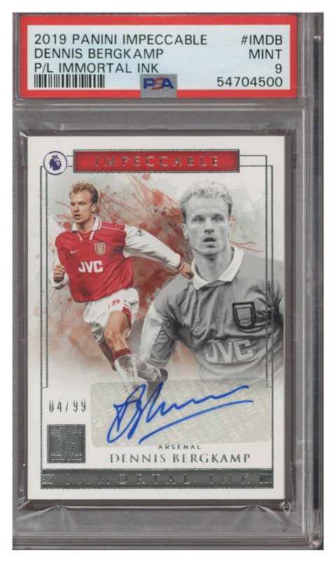 DENNIS BERGKAMP 2019 Panini Impeccable Immortal Ink 4/99 PSA 9