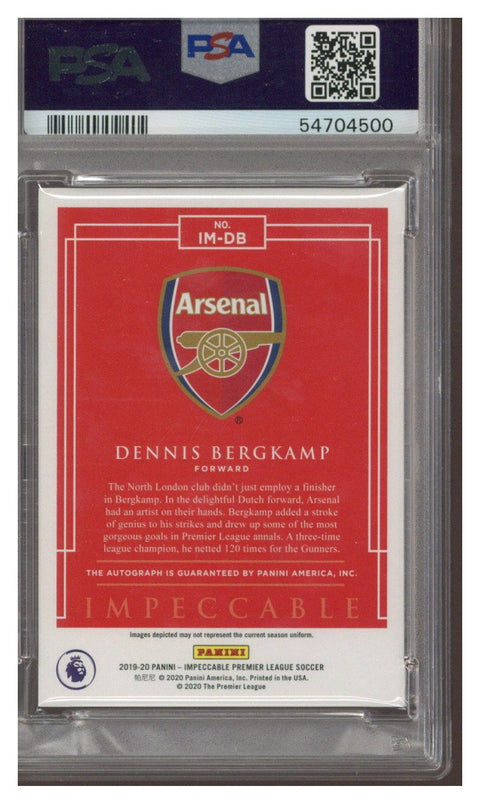DENNIS BERGKAMP 2019 Panini Impeccable Immortal Ink 4/99 PSA 9