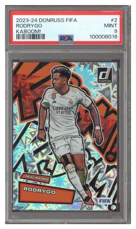 2023/24 Donruss FIFA Rodrygo Kaboom #2 PSA 9