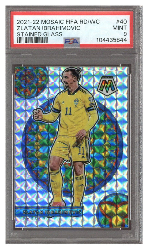 2021-22 Panini Mosaic Soccer Stained Glass #40 Zlatan Ibrahomivic SSP PSA 9