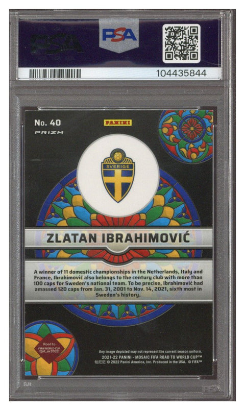2021-22 Panini Mosaic Soccer Stained Glass #40 Zlatan Ibrahomivic SSP PSA 9