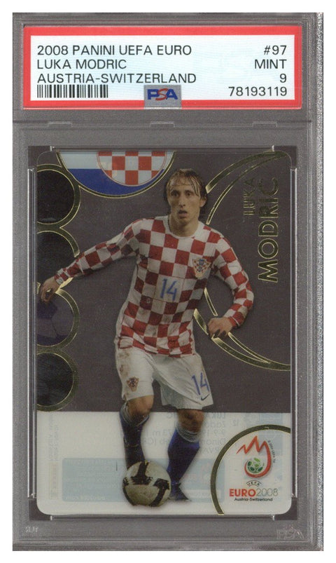 2008 Panini UEFA Euro Austria-Switzerland Luka Modric ROOKIE #97 PSA 9 MINT
