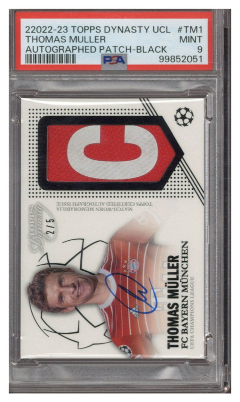 2022 Topps Dynasty Thomas Muller Patch Auto Black 2/5 PSA 9
