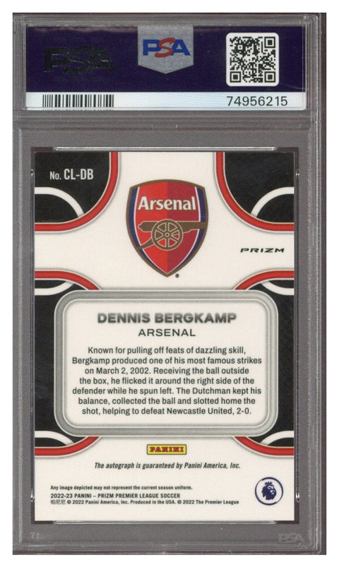 2022/23 Prizm EPL Dennis Bergkamp Club Legends Signature Blue Shimmer Auto #CL-DB PSA 9