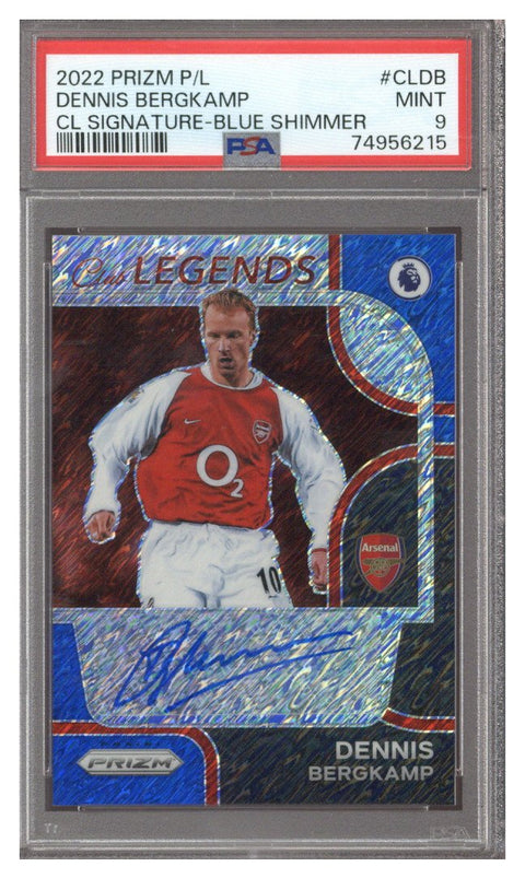 2022/23 Prizm EPL Dennis Bergkamp Club Legends Signature Blue Shimmer Auto #CL-DB PSA 9