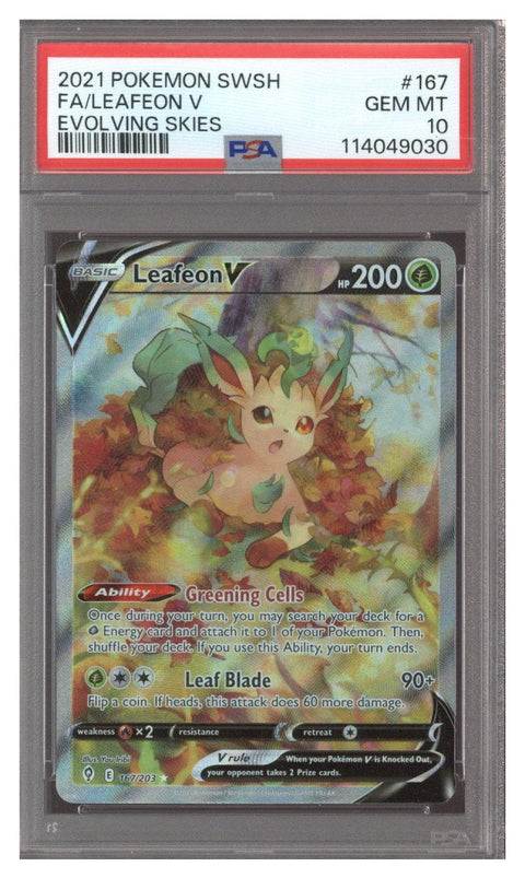 2021 Pokemon Sword & Shield FA/Leafeon V Evolving Skies - PSA 10