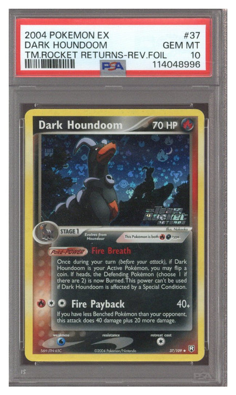2004 Pokemon EX Dark Houndoom Team Rocket Returns - Revers Foil PSA 10