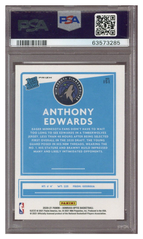 2020/21 Optic Anthony Edwards Holo PSA 10