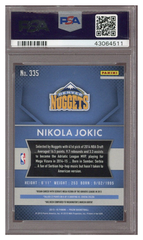 2015 Panini Prizm Nikola Jokic ROOKIE #335 PSA 9 MINT (Singles Buy)