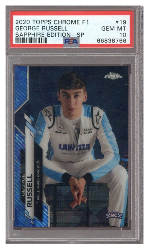 2020 Topps Chrome George Russell Sapphire F1 Rookie Variation PSA 10